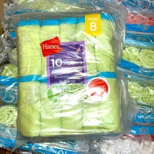 Hanes Girls’ Tagless Hipsters – LOT 48 - 240 pcs – 24 packs (10 ea) – Sz 8 - NEW